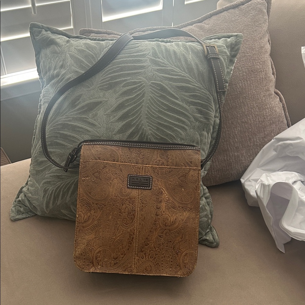 Relic Tan Embossed Crossbody Bag